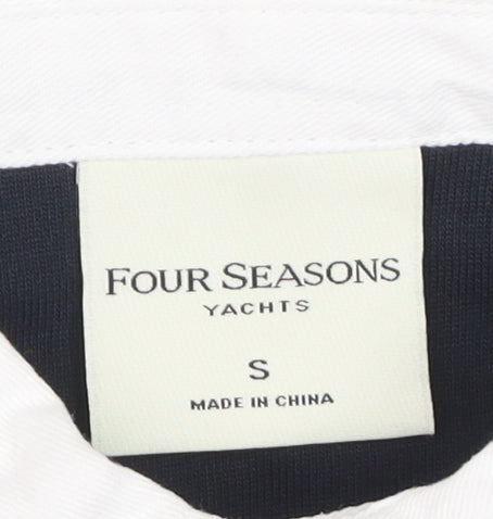 Four Seasons Men's Navy Long Sleeve Polo Shirt Size S 100% Cotton Yachting Style