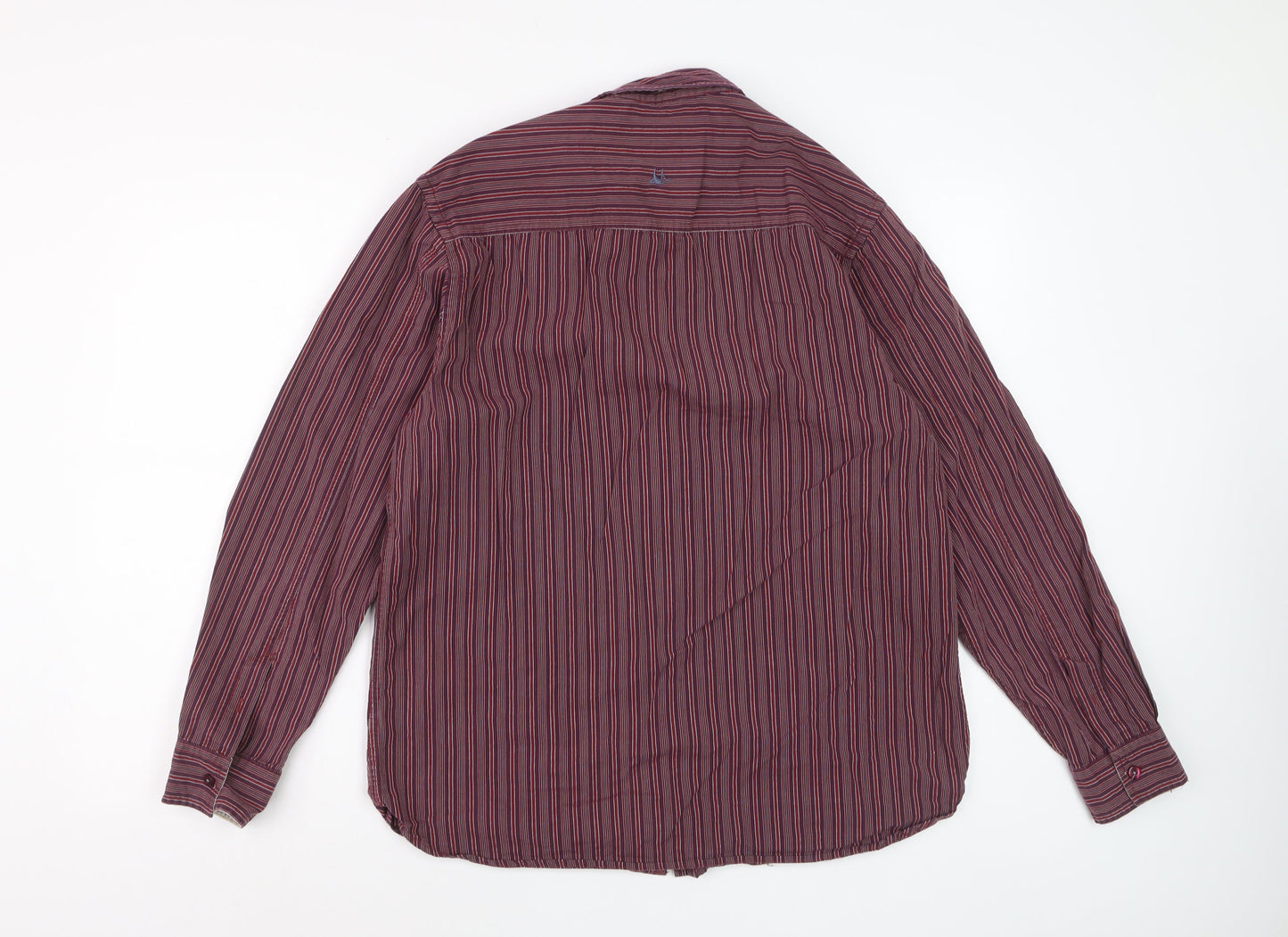 Mandaray Men's Red Striped Cotton Long Sleeve Regular Fit Shirt M