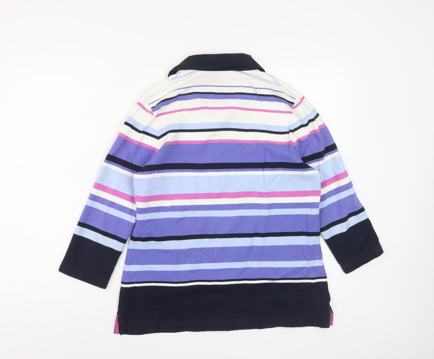 Dash Womens Multicoloured Striped 3/4 Sleeve Polo Shirt Size 16