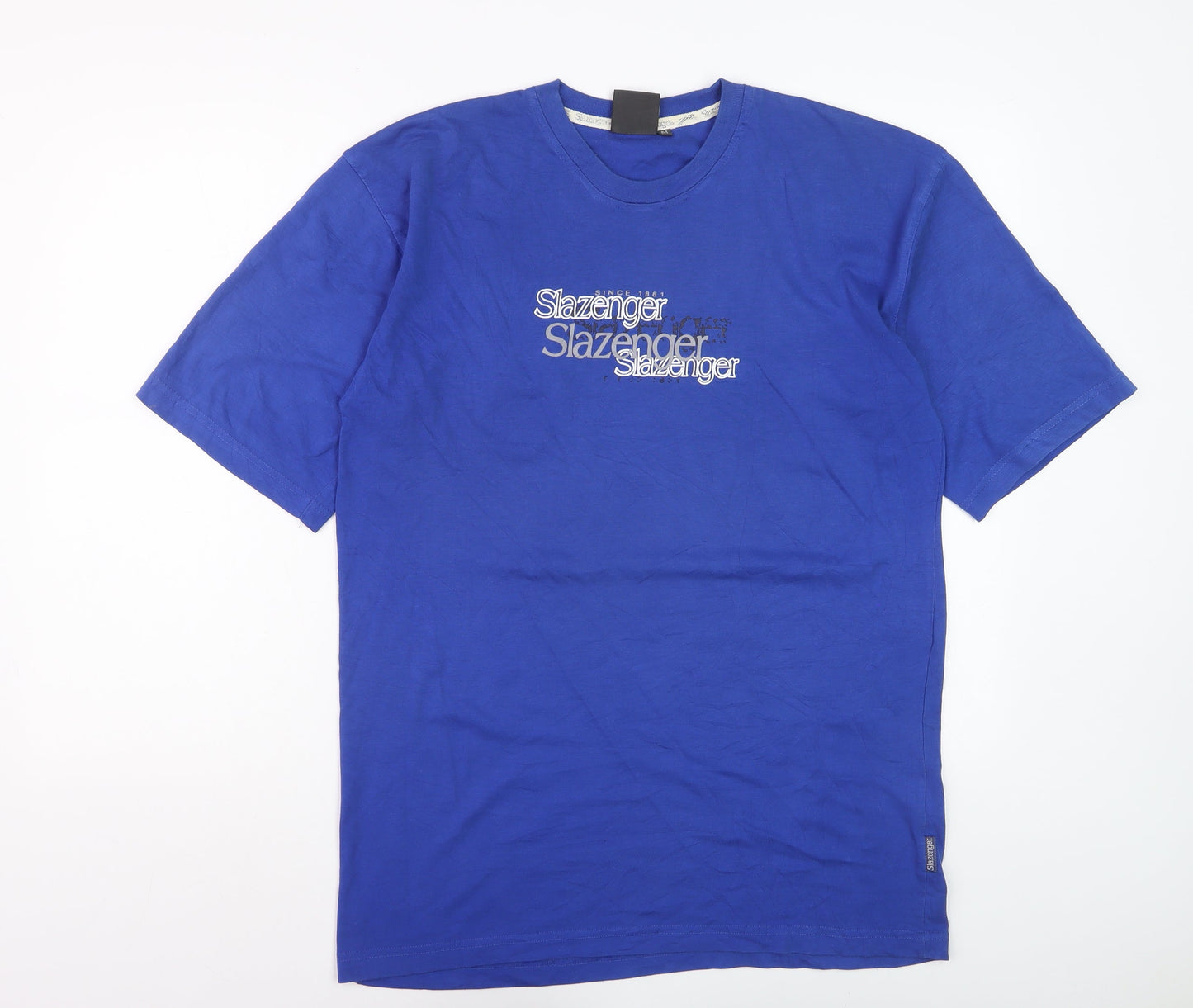 Slazenger Men's Blue Regular Fit Cotton Graphic T-Shirt Size M