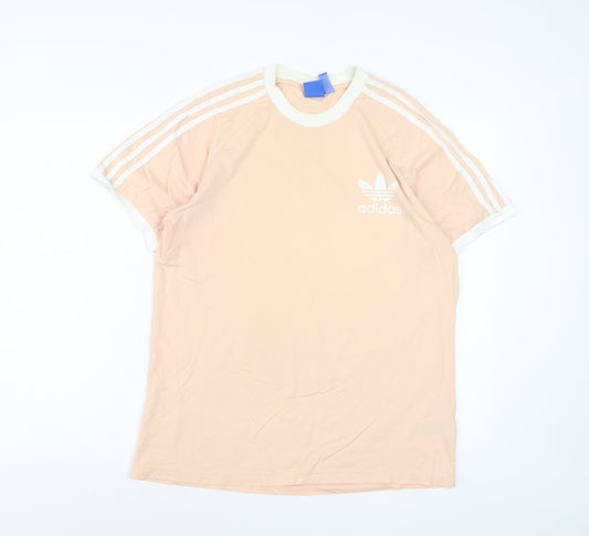 Adidas Women's Pink Crew Neck Short Sleeve Cotton T-Shirt Size L