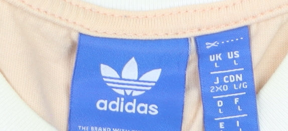 Adidas Women's Pink Crew Neck Short Sleeve Cotton T-Shirt Size L