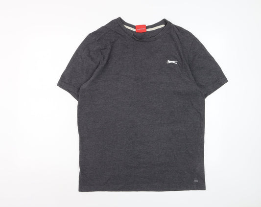 Slazenger Men's Grey Crew Neck Short Sleeve Cotton Blend T-Shirt M