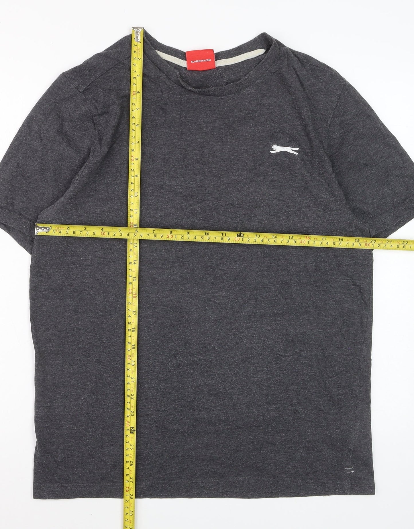 Slazenger Men's Grey Crew Neck Short Sleeve Cotton Blend T-Shirt M