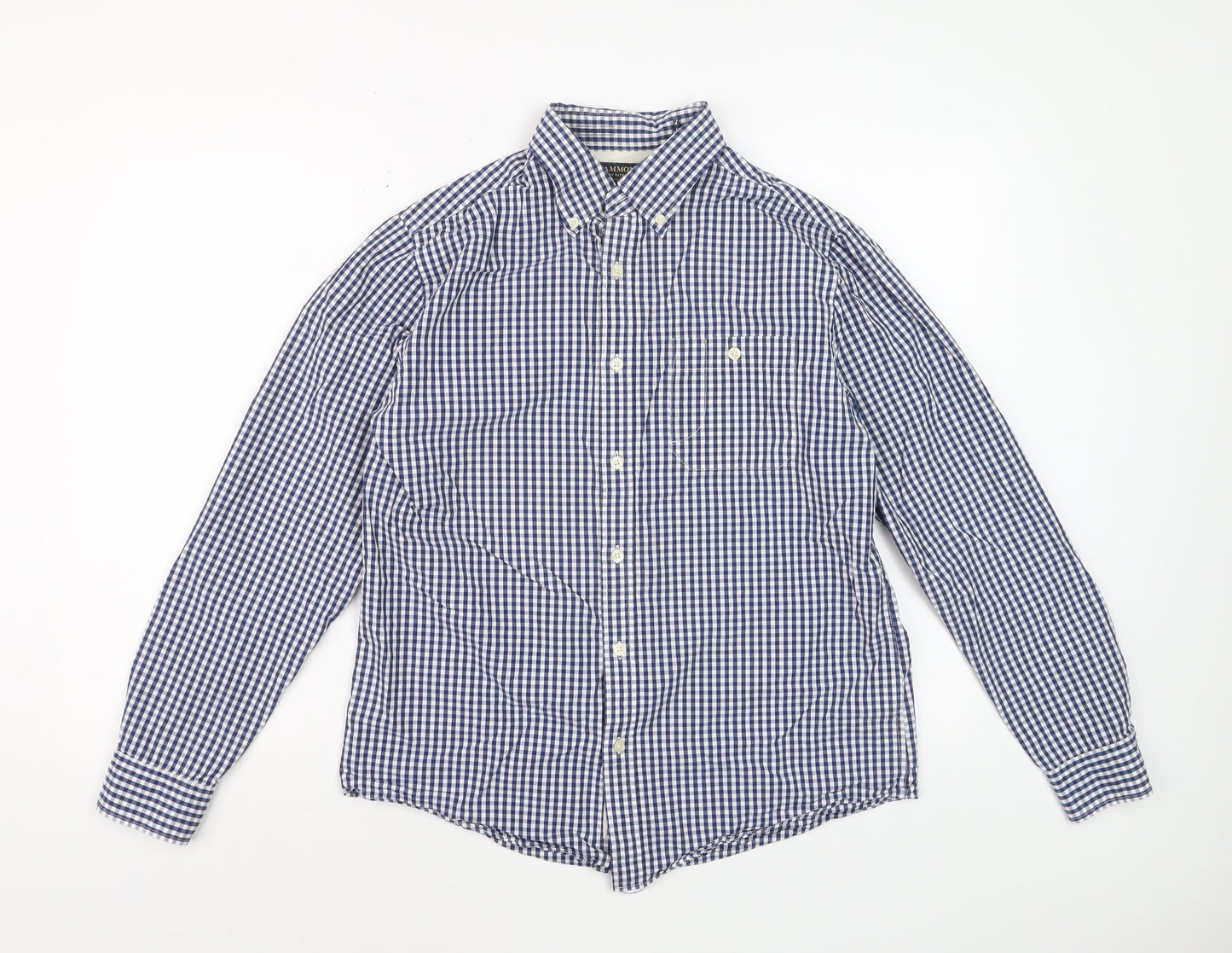 Hammond & Co Men's Blue Check Cotton Long Sleeve Dress Shirt M