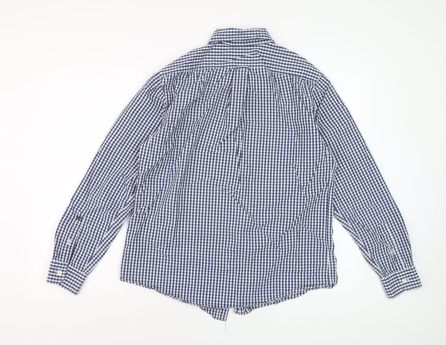 Hammond & Co Men's Blue Check Cotton Long Sleeve Dress Shirt M