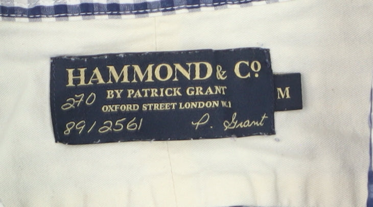 Hammond & Co Men's Blue Check Cotton Long Sleeve Dress Shirt M