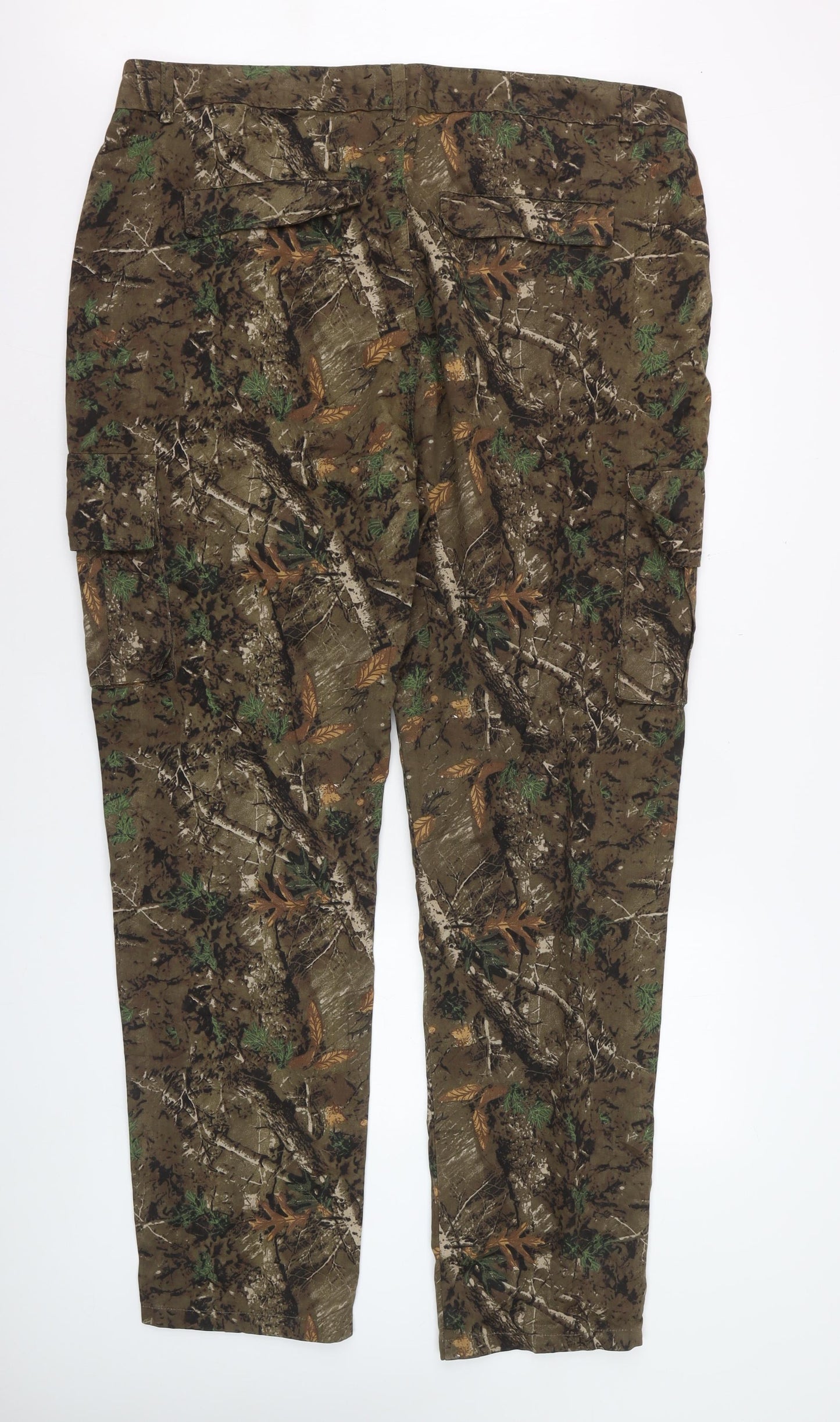 boohooMAN Mens Camouflage Cargo Trousers Khaki Size 42 Cotton Casual