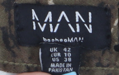 boohooMAN Mens Camouflage Cargo Trousers Khaki Size 42 Cotton Casual