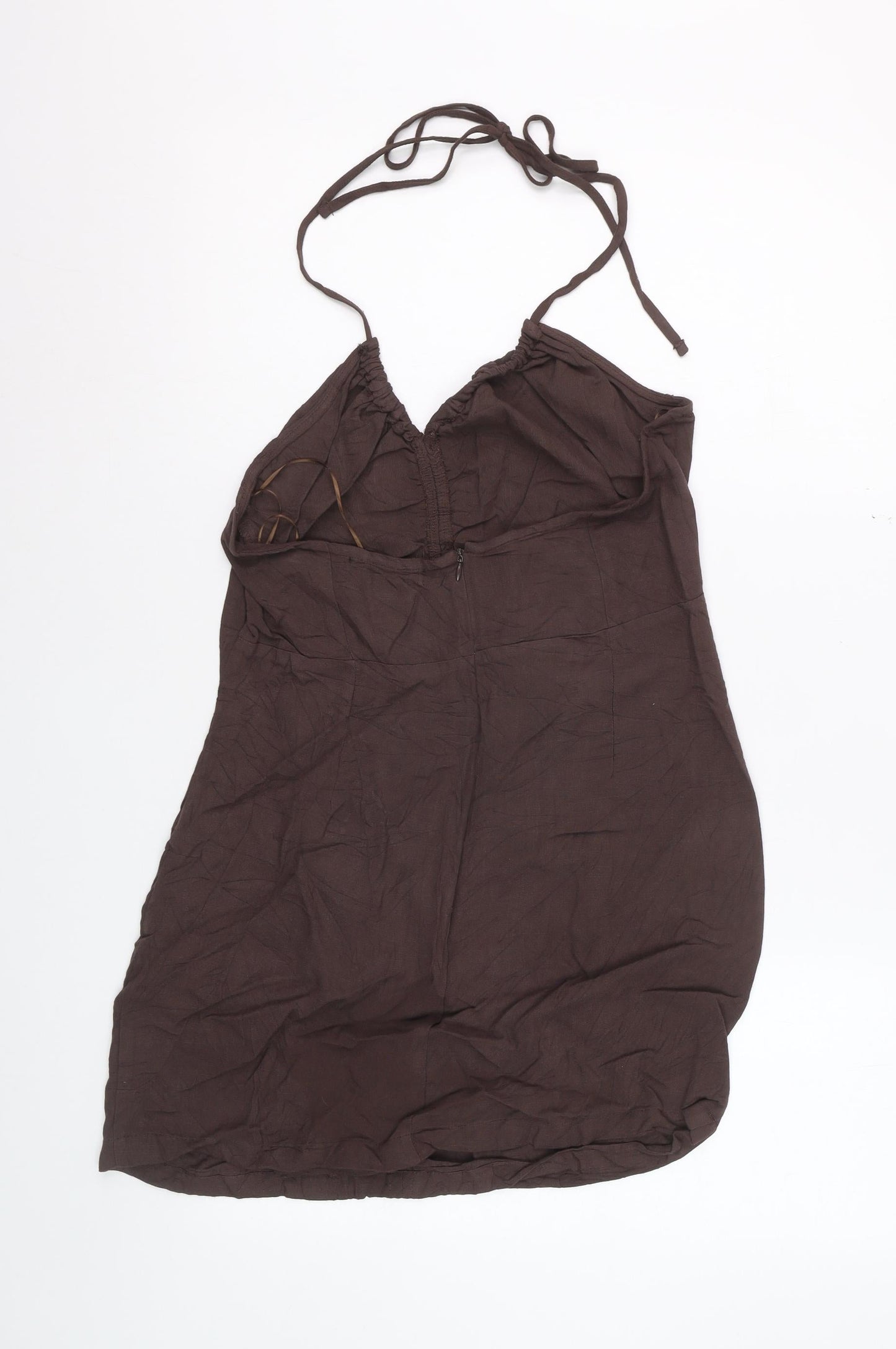 Pull&Bear Women Brown XL Halter Slip Dress Lightweight Summer Wear