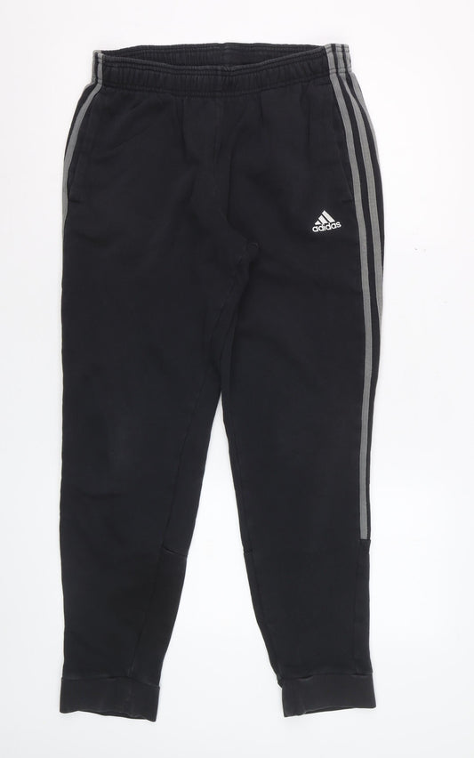 Adidas Men Black M Jogger Trousers Cotton Blend Tapered Fit