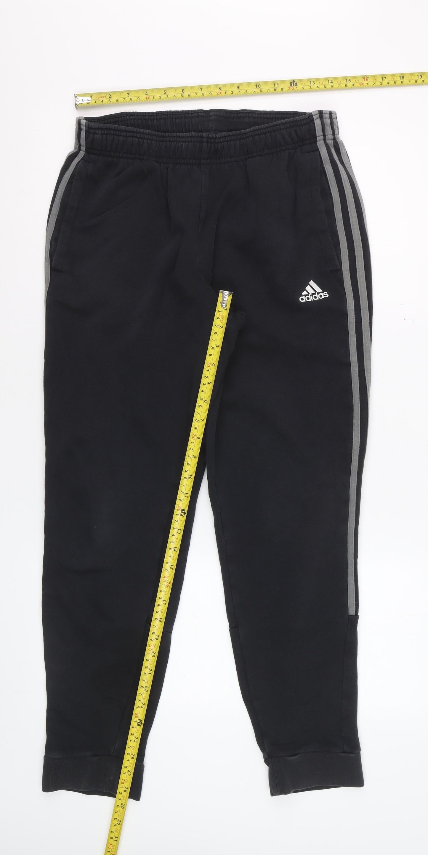 Adidas Men Black M Jogger Trousers Cotton Blend Tapered Fit
