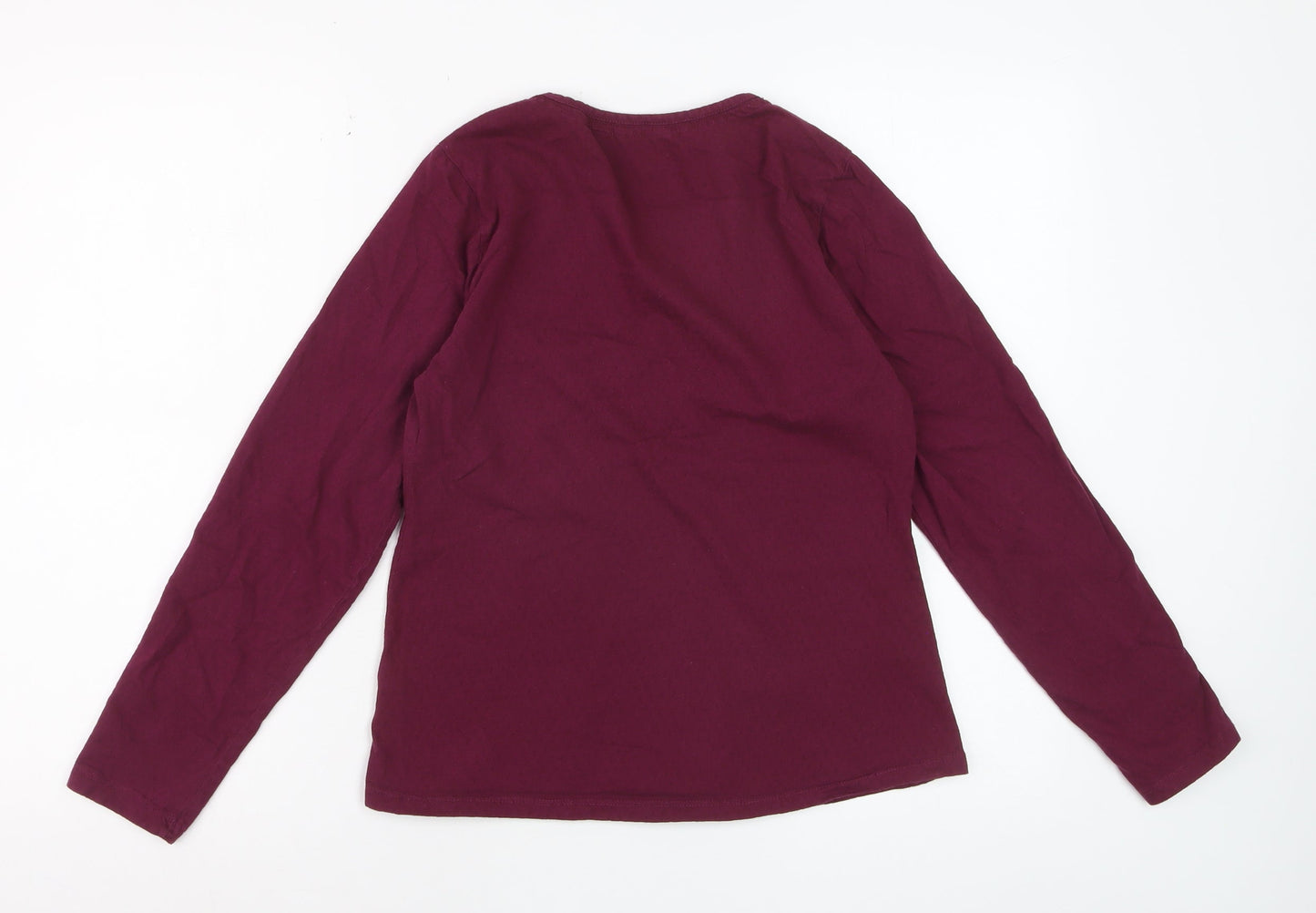 FatFace Women Purple Cotton Long Sleeve V-Neck Top UK 12