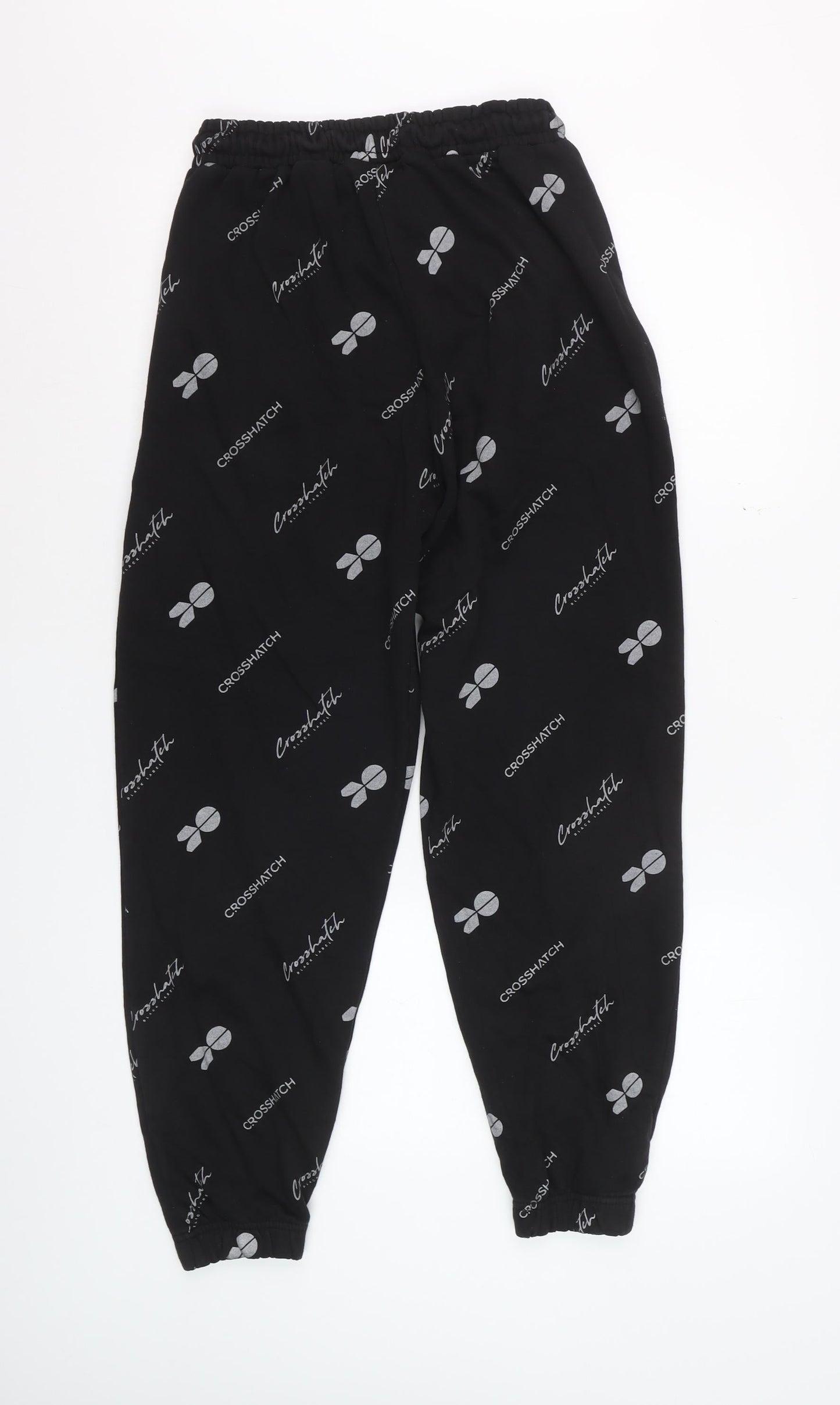 Crosshatch Womens Black Logo Jogger Trousers M Elastic Waist