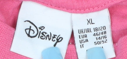 Disney Women’s Pink Donald Duck Cropped T-Shirt Size XL Relaxed Fit