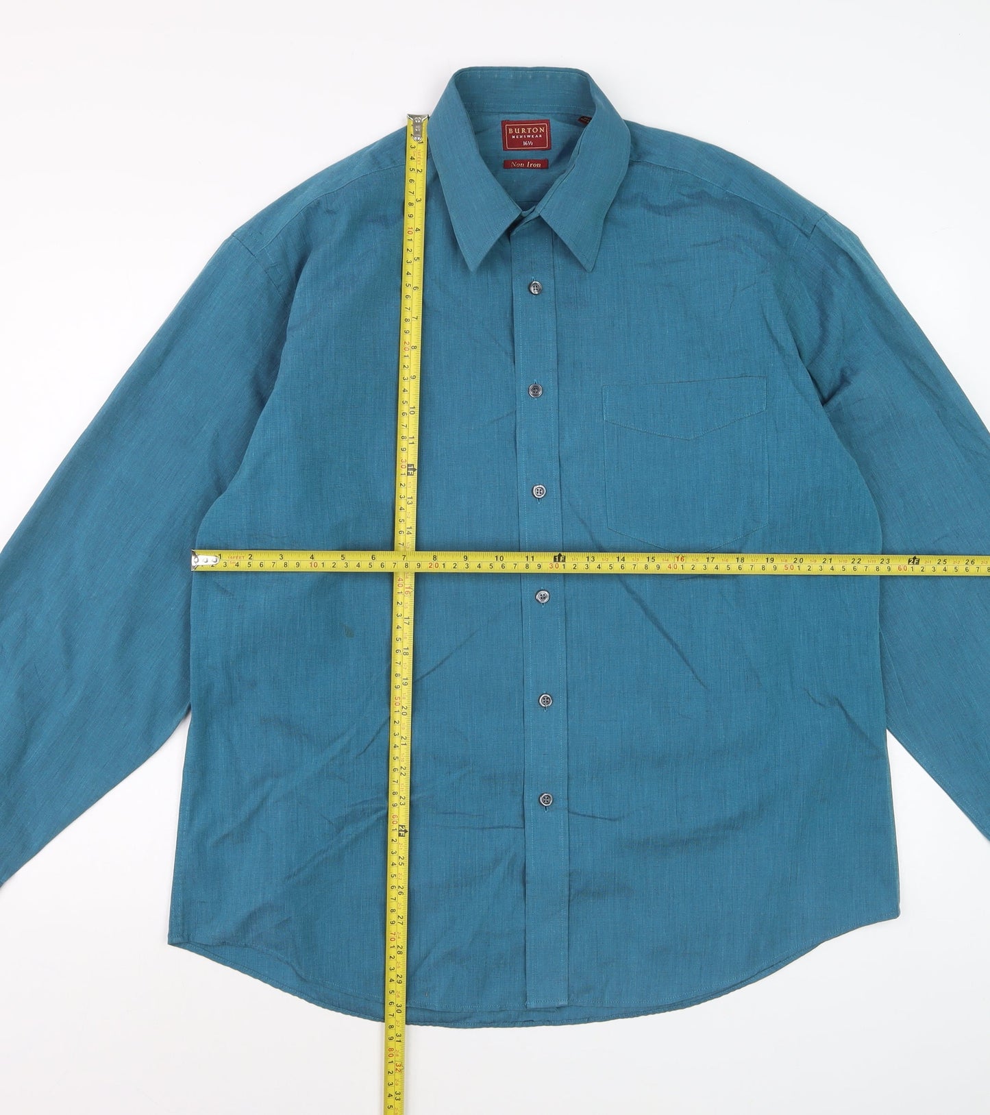 Burton Menswear Blue 16.5 Collared Long Sleeve Non-Iron Formal Shirt