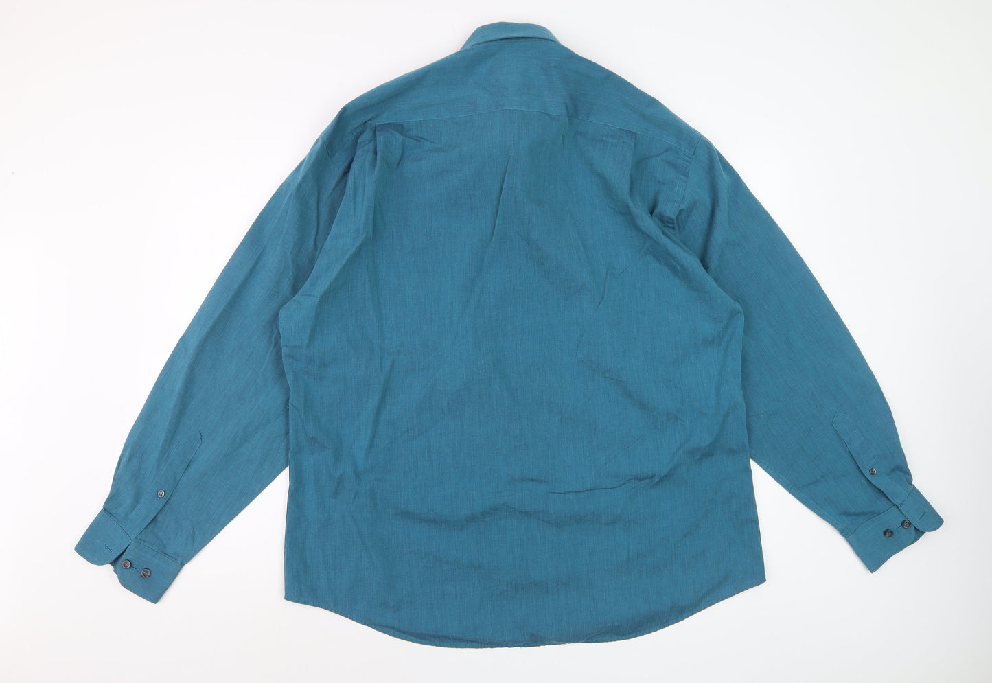Burton Menswear Blue 16.5 Collared Long Sleeve Non-Iron Formal Shirt