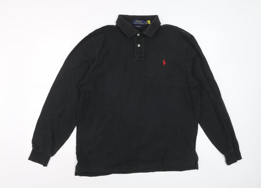 Ralph Lauren Men's Black Long Sleeve Slim Fit Cotton Polo Shirt L