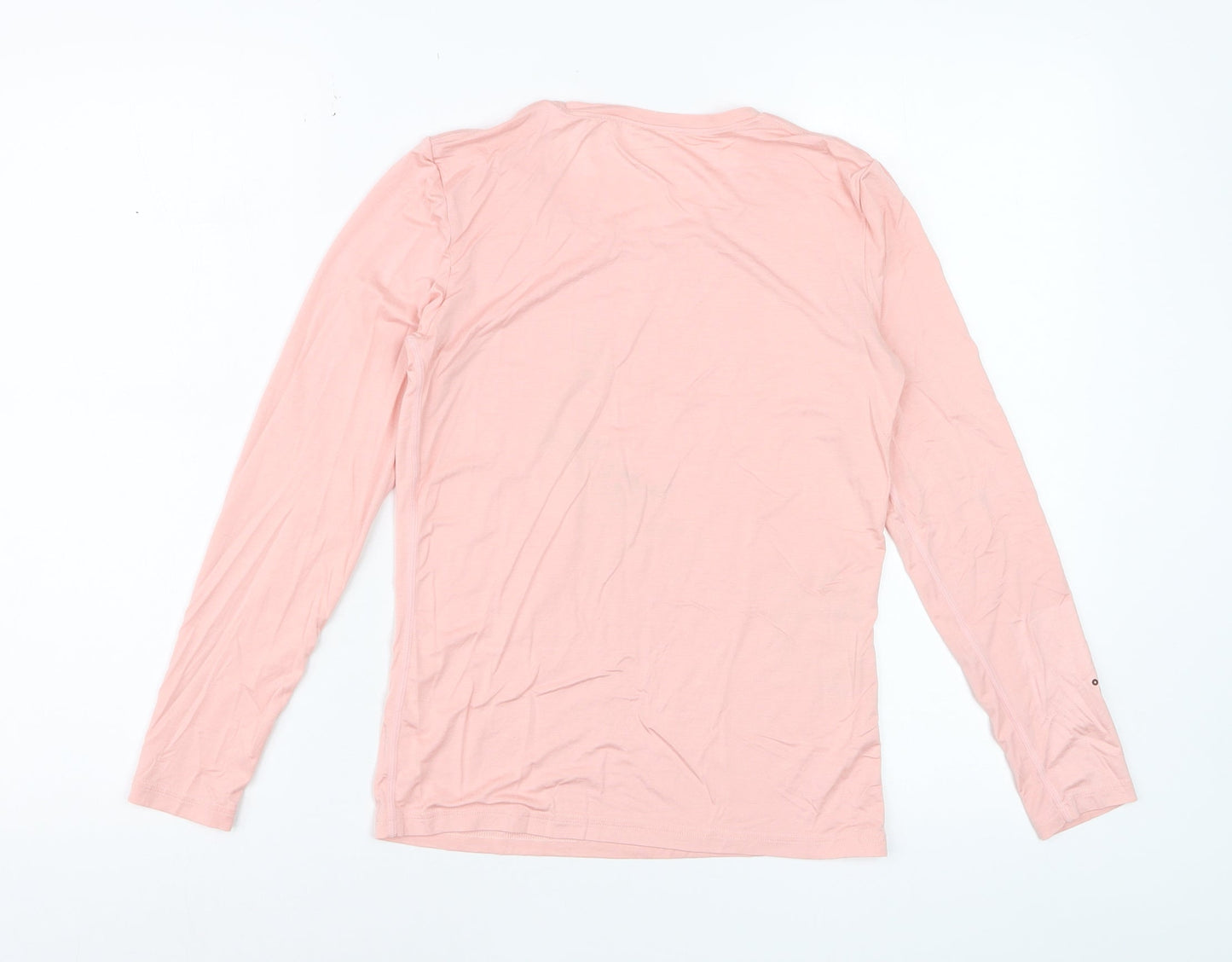 Qodaun Womens Pink Long Sleeve Slim Fit Activewear Top L