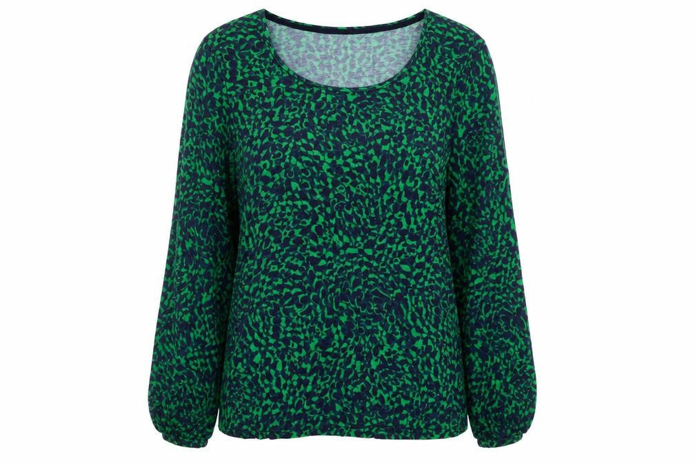 L.K. Bennett Women’s Green Animal Print Lyocell Wool Blouse Size S