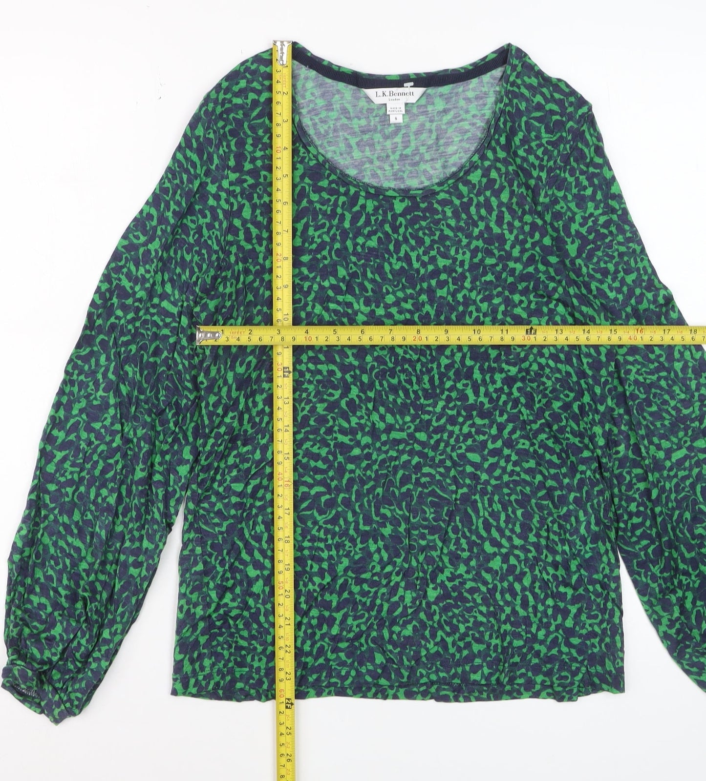 L.K. Bennett Women’s Green Animal Print Lyocell Wool Blouse Size S