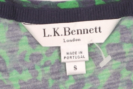 L.K. Bennett Women’s Green Animal Print Lyocell Wool Blouse Size S