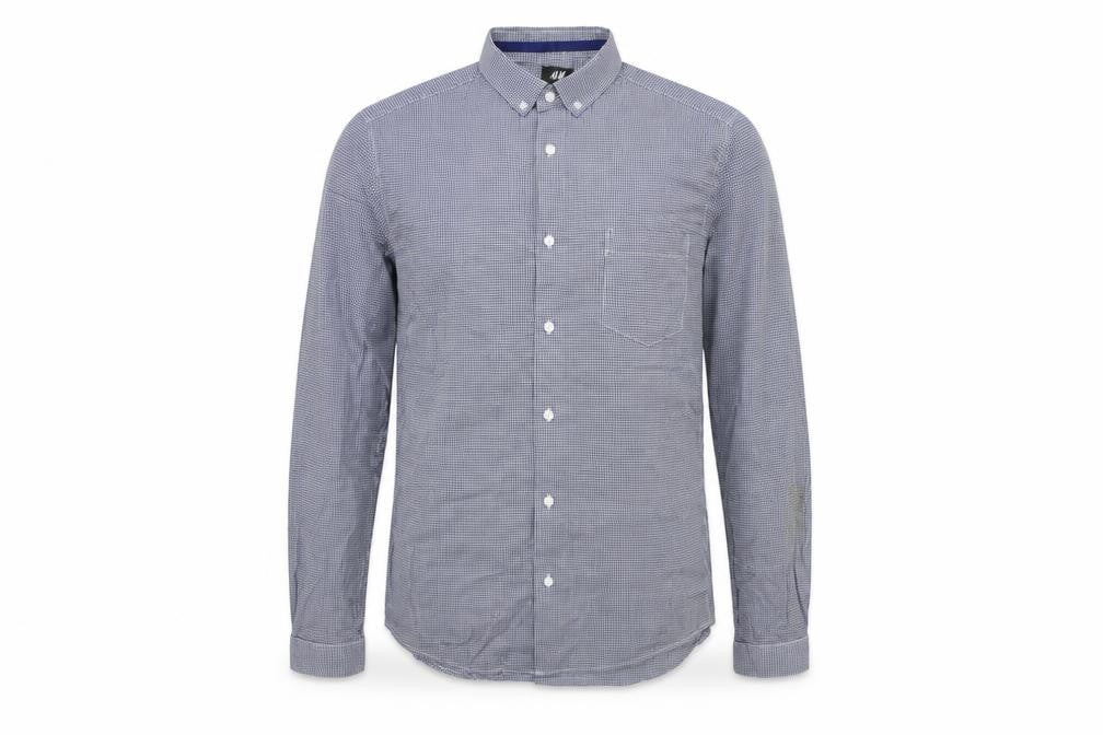 H&M Men's Blue Check Cotton Long Sleeve Regular Fit Dress Shirt Size S