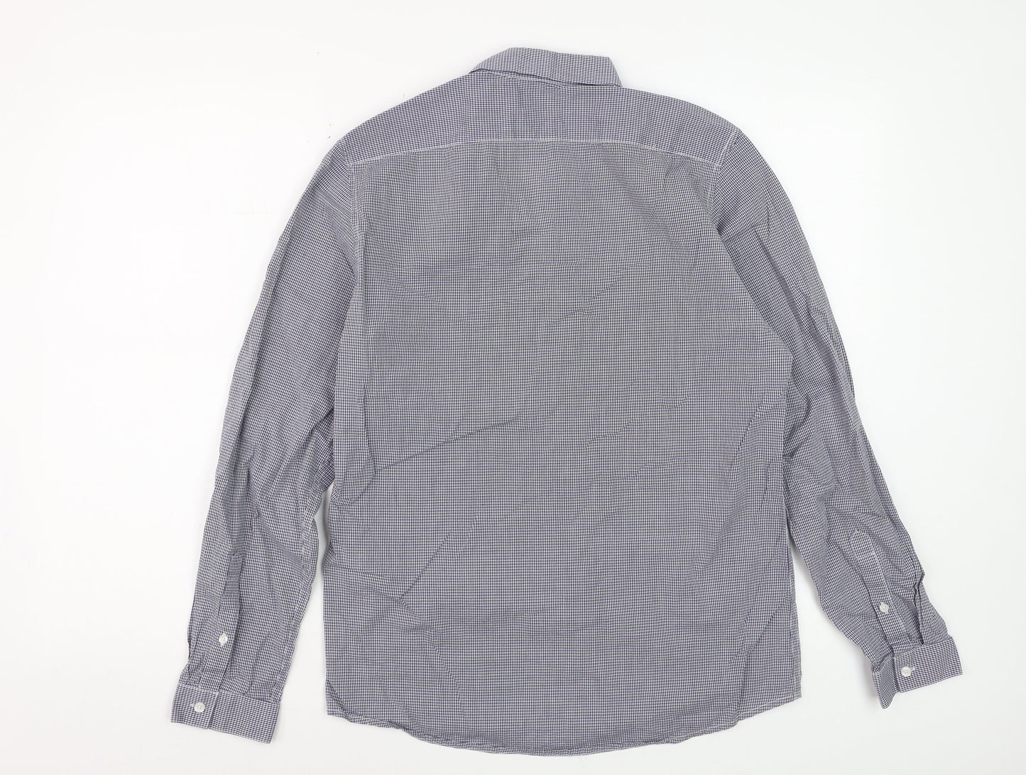H&M Men's Blue Check Cotton Long Sleeve Regular Fit Dress Shirt Size S