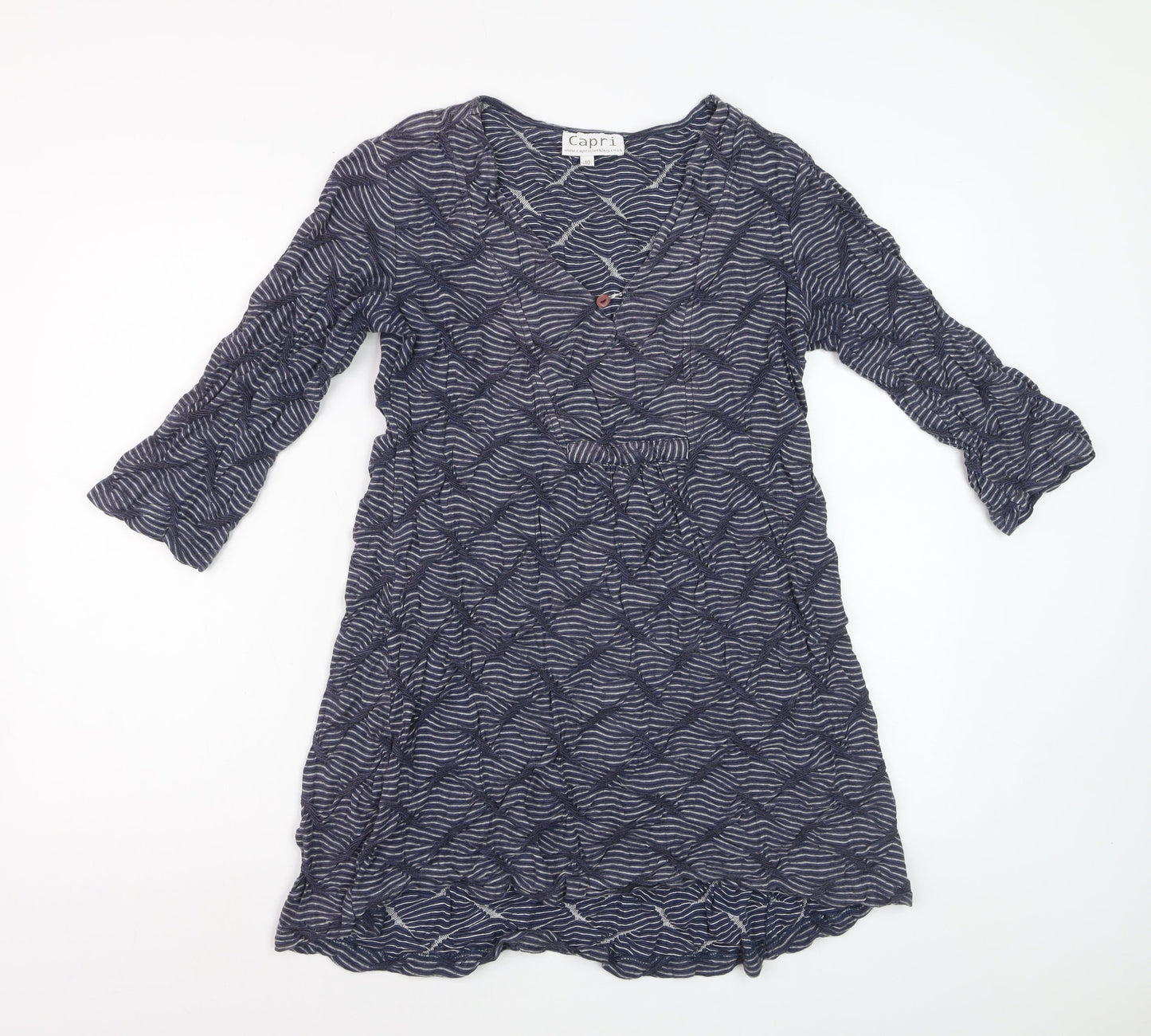 Capri Women Blue Stripe Cotton Knee Length Shift Dress Size 10