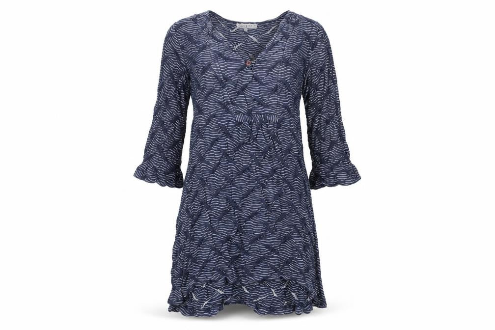 Capri Women Blue Stripe Cotton Knee Length Shift Dress Size 10