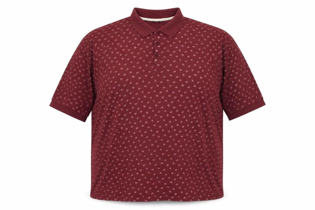 Bigdude Men’s 4XL Red Geometric Short Sleeve Cotton Polo Shirt
