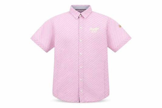 Dirty Blazer Men's Pink Striped Short Sleeve Button-Up Shirt L Cotton