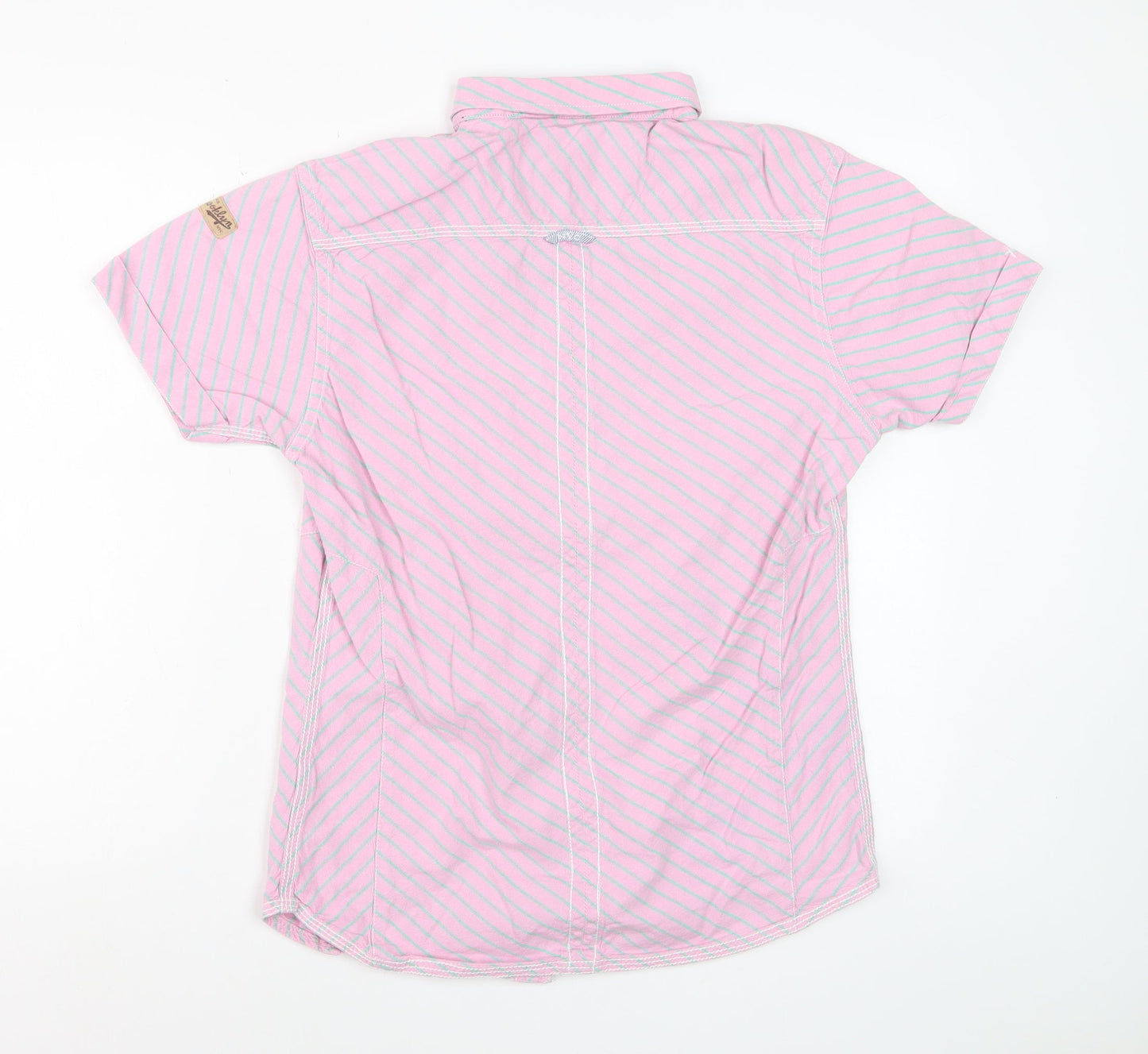 Dirty Blazer Men's Pink Striped Short Sleeve Button-Up Shirt L Cotton