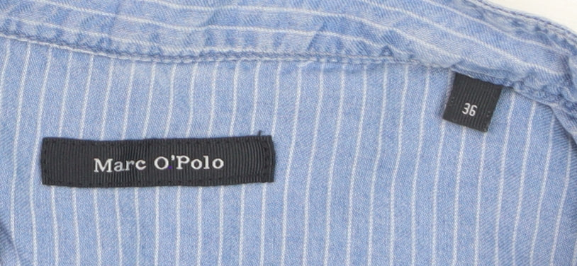 Marc O'Polo Women's Blue Striped Lyocell Henley Blouse Size 10