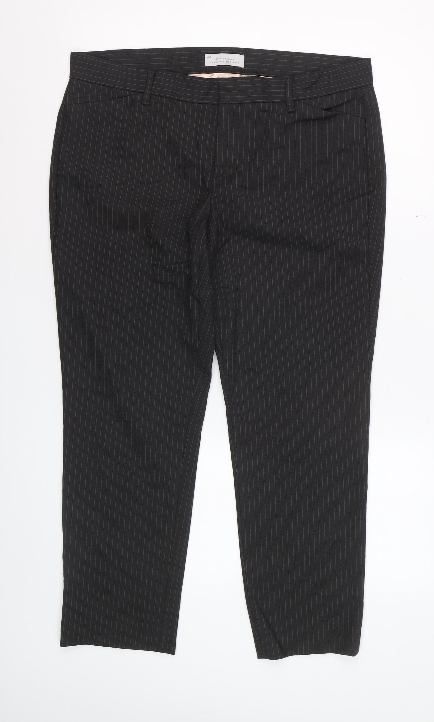 Gap Women Black Pinstripe Slim Cropped Trousers UK12