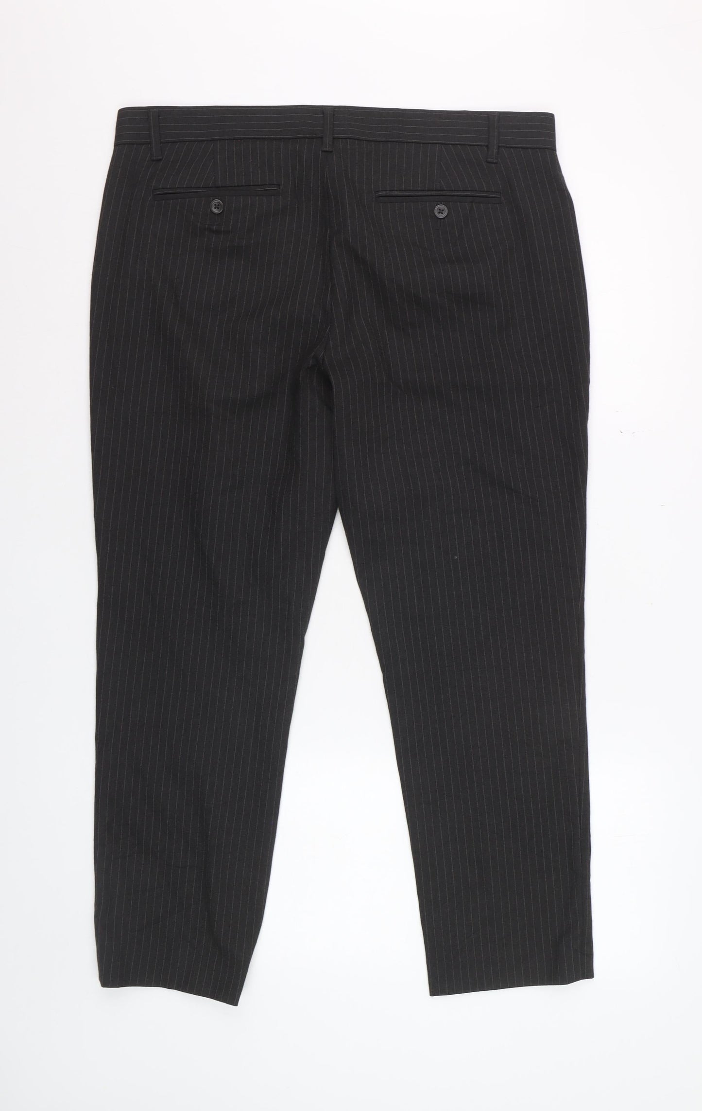 Gap Women Black Pinstripe Slim Cropped Trousers UK12