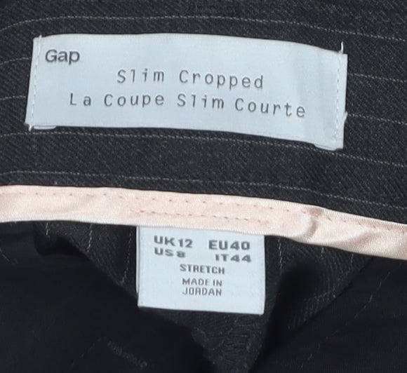 Gap Women Black Pinstripe Slim Cropped Trousers UK12