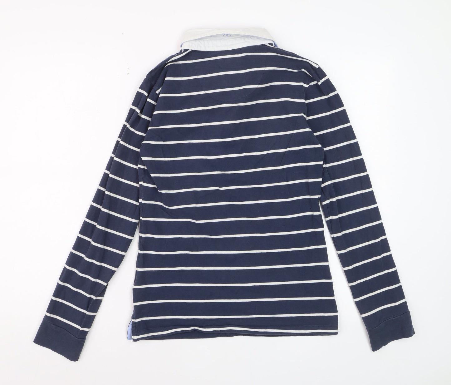 Crew Clothing Co. Womens Blue Striped Long Sleeve Polo Shirt Size 10