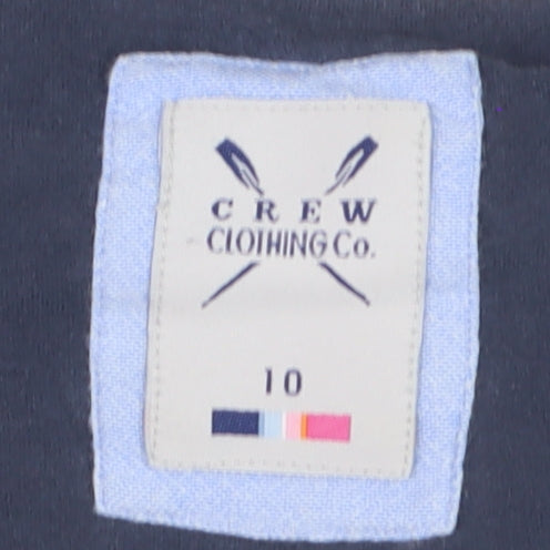 Crew Clothing Co. Womens Blue Striped Long Sleeve Polo Shirt Size 10