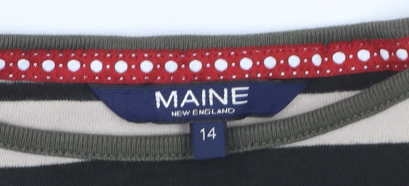 Maine New England Womens Multicoloured Striped Cotton Long Sleeve T-Shirt Size 14