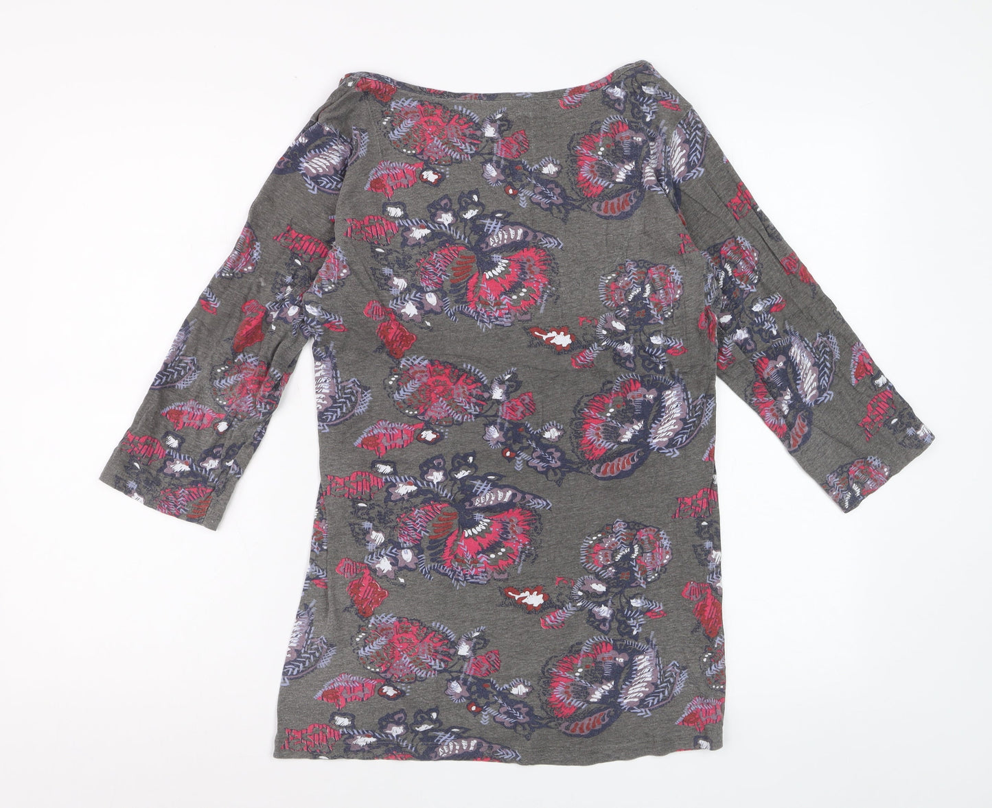 White Stuff Faithful And True Grey Floral Tunic Top Womens Size 14