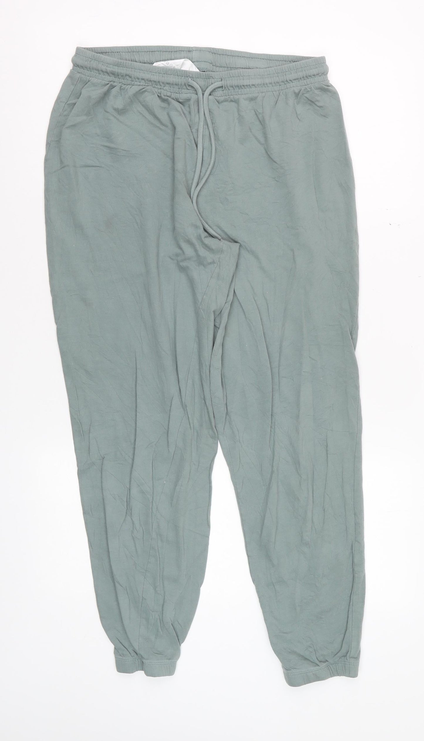 H&M Womens Green Cotton Jogger Trousers Size M