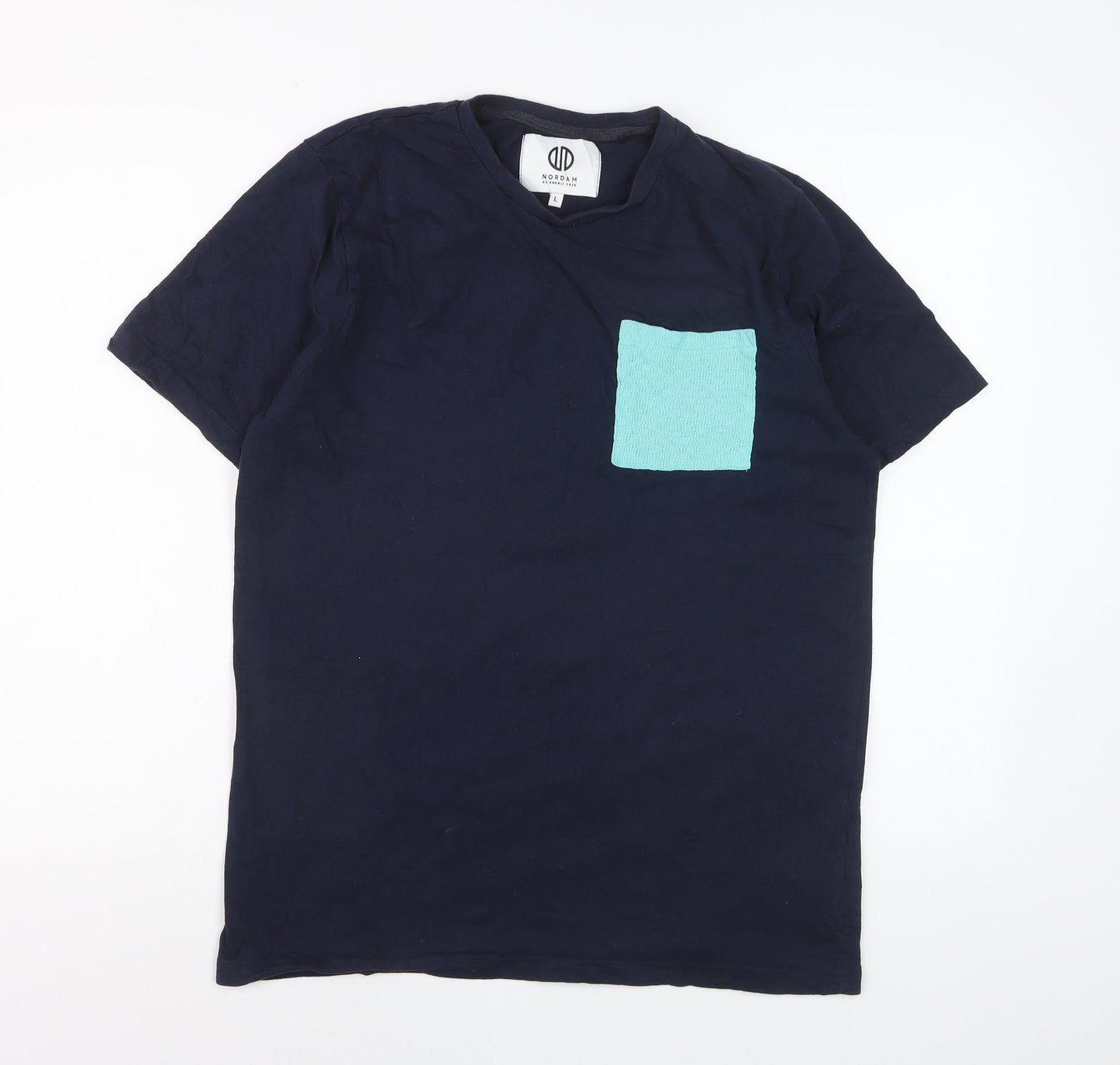 Nordam Men’s Blue Cotton Colourblock Pocket T-Shirt Size L