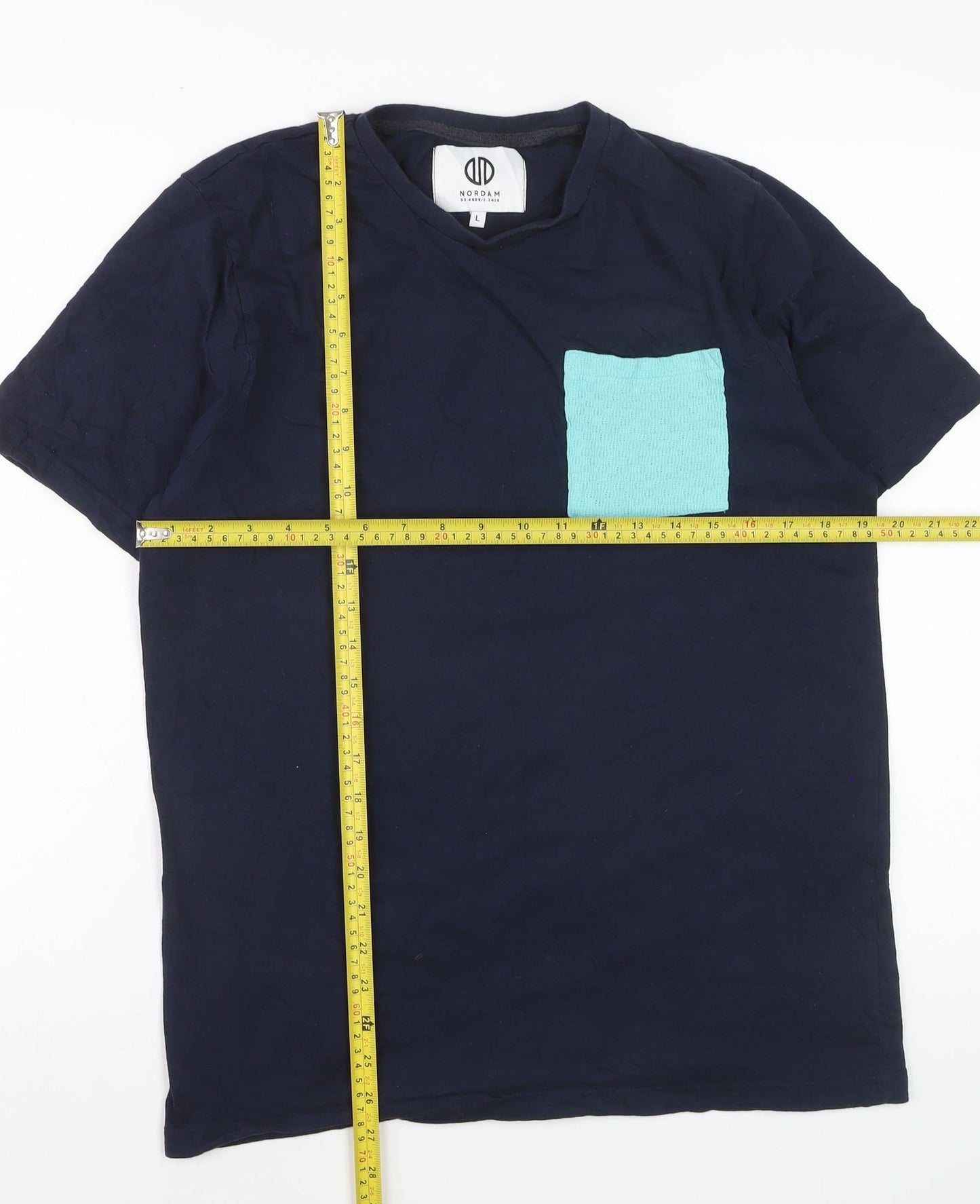 Nordam Men’s Blue Cotton Colourblock Pocket T-Shirt Size L