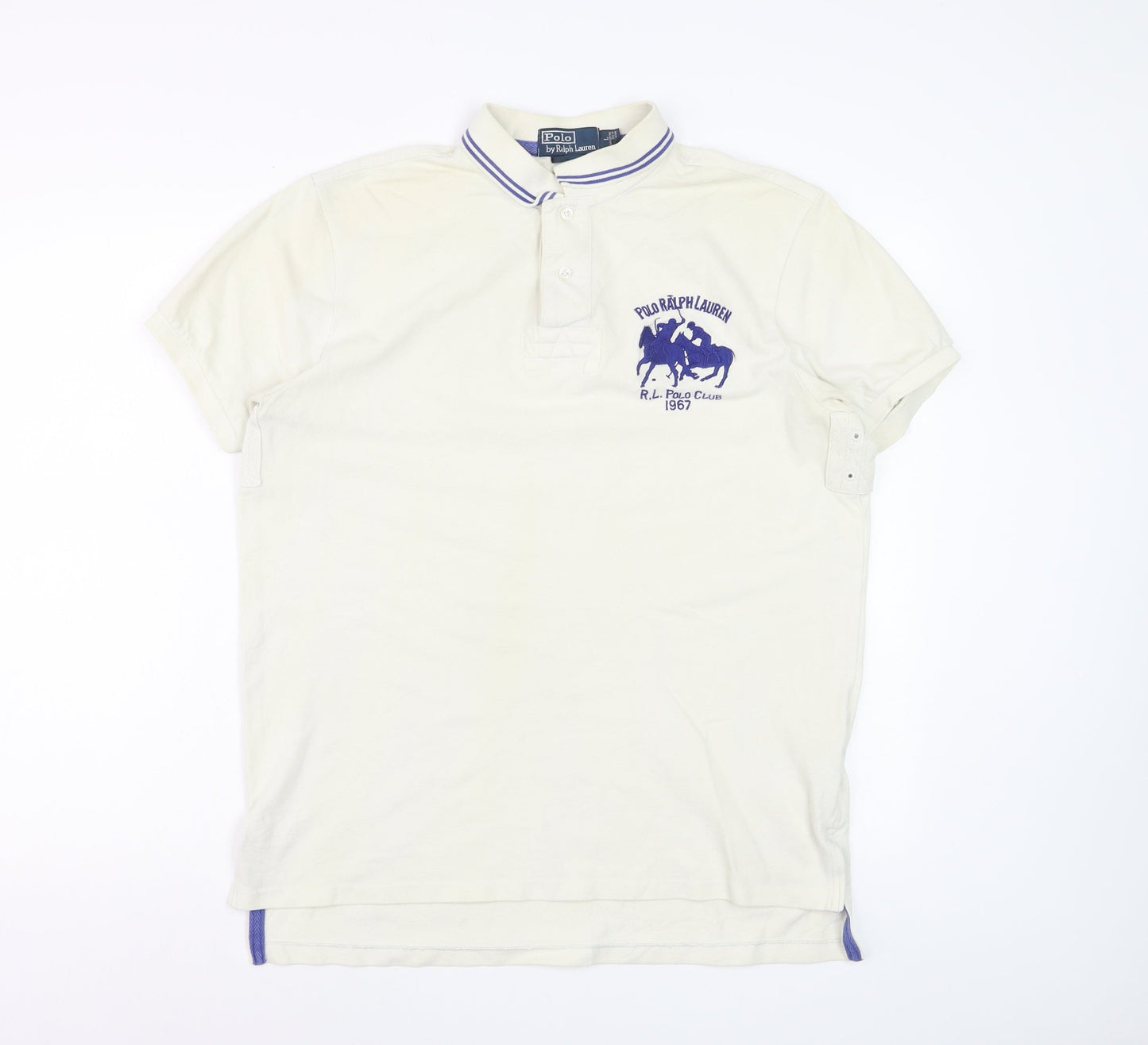 Ralph Lauren Men's Ivory Polo Shirt L Embroidered Logo Classic Fit