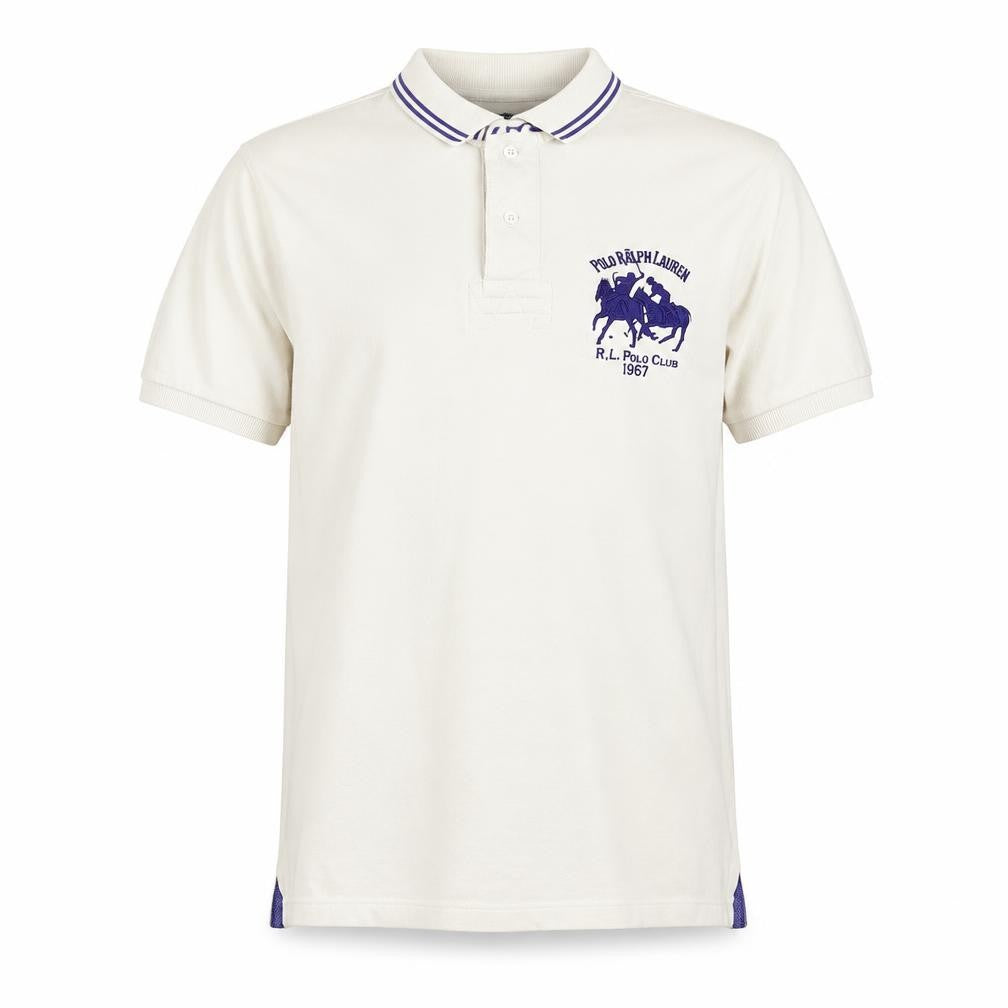 Ralph Lauren Men's Ivory Polo Shirt L Embroidered Logo Classic Fit