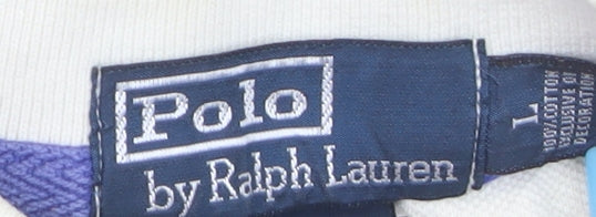 Ralph Lauren Men's Ivory Polo Shirt L Embroidered Logo Classic Fit