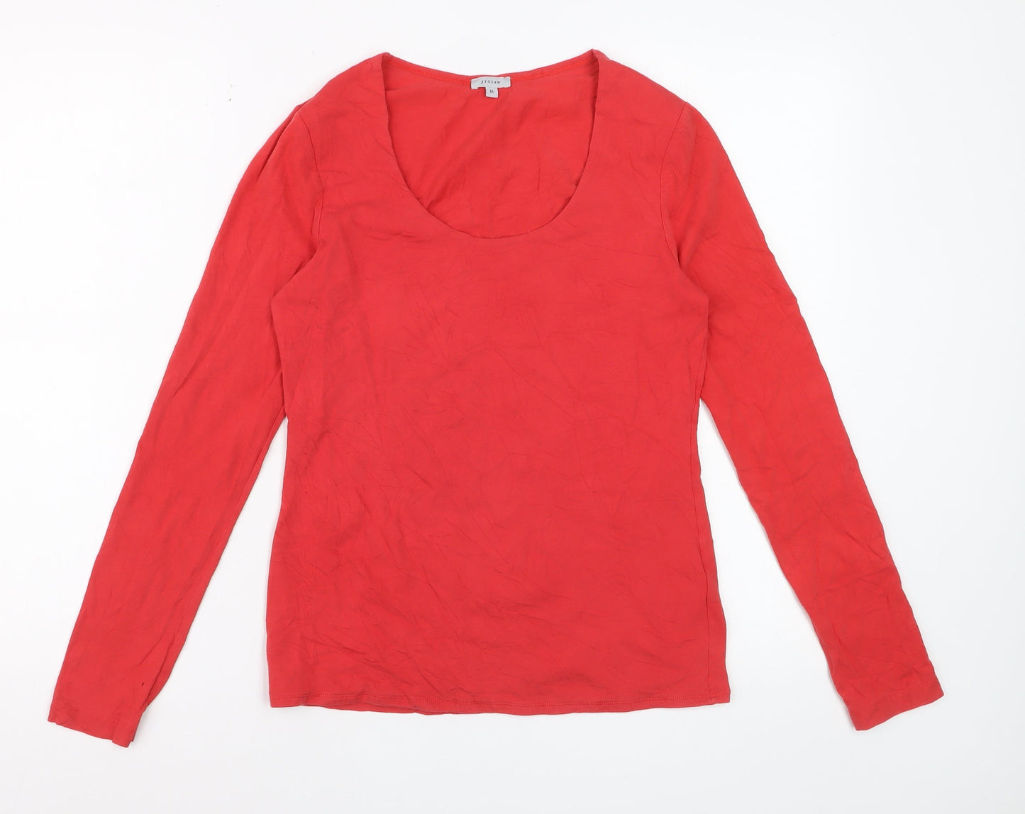 Jigsaw Women's Red Long Sleeve Basic Stretch Cotton T-Shirt M