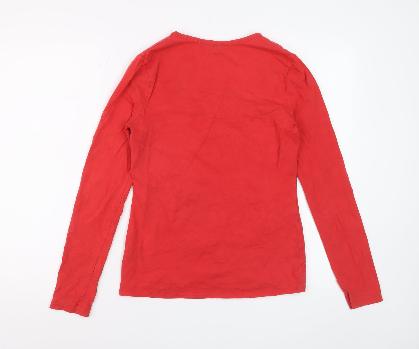 Jigsaw Women's Red Long Sleeve Basic Stretch Cotton T-Shirt M