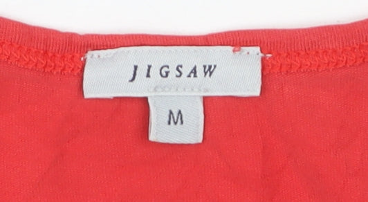 Jigsaw Women's Red Long Sleeve Basic Stretch Cotton T-Shirt M